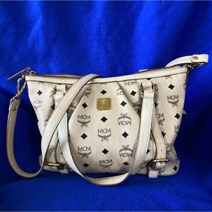 80 MCm cream cognac satchel bag